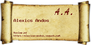 Alexics Andos névjegykártya